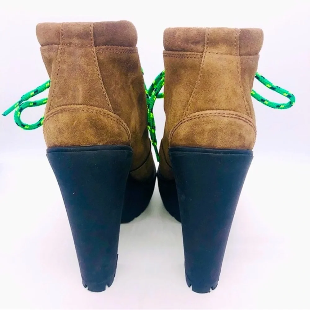 Polo Ralph Lauren Helene Oiled Suede Platform Hiking Boots EU 38 / US 8 EUC